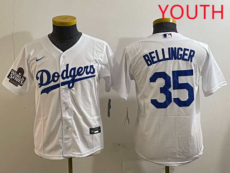 Youth Los Angeles Dodgers #35 Bellinger White Game 2025 Nike MLB Jersey style 4->youth mlb jersey->Youth Jersey